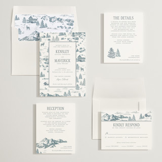 This is a slate wedding invitations with standard by Jenna Holcomb called aspen toile printing on signature in standard