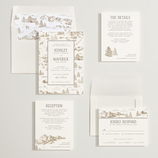 This is a leather wedding invitations with standard by Jenna Holcomb called aspen toile printing on signature in standard