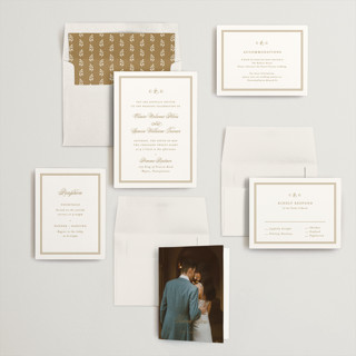This is a champagne wedding invitations with standard by Carolyn MacLaren called timeless together printing on signature in standard