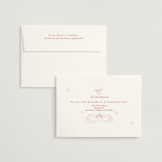 This is a ruby wedding invitations with standard by Helena Vitto called the swan printing on signature in standard