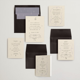 This is a lilac wedding invitations with standard by Helena Vitto called the swan printing on signature in standard