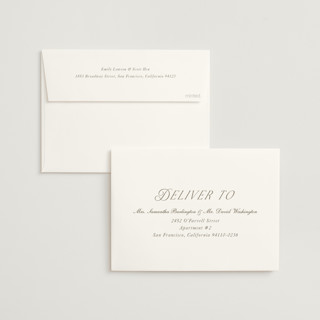 This is a pewter wedding invitations with standard by Baumbirdy called luxe printing on signature in standard