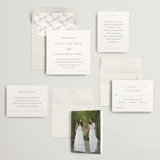 This is a cinnamon slate wedding invitations with standard by Jennifer Postorino called modern romance printing on signature in standard