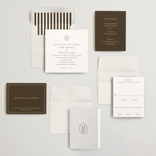 This is a espresso wedding invitations with standard by Megan Davis called perriand printing on signature in standard