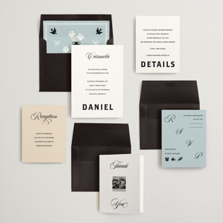 This is a lace wedding invitations with standard by Studio Suku called bold and demure printing on signature in standard