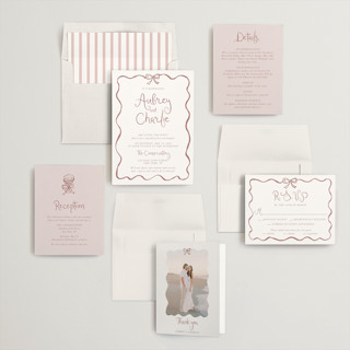 This is a dusty rose wedding invitations with standard by Cass Loh called quirky fun printing on signature in standard