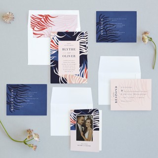 This is a indigo wedding invitations with standard by Angela Marzuki called acapulco printing on signature in standard