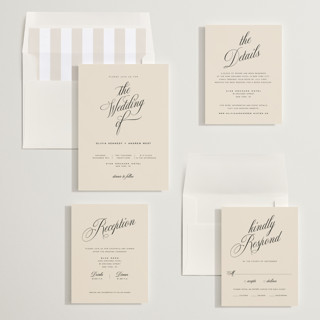 This is a almond wedding invitations with standard by Eric Clegg called modern romance printing on signature in standard