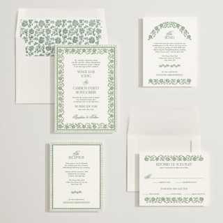 This is a ivy wedding invitations with standard by Jenna Holcomb called embroidered printing on signature in standard