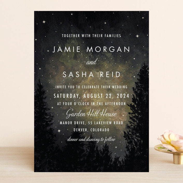 Starry Night Wedding Invitations By Elly Minted Starry Night Wedding Invitations In Shadow By Elly