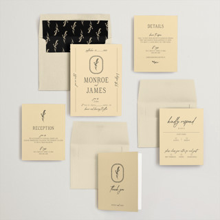This is a noir wedding invitations with standard by Jen Ramsey called classic and floral printing on signature in standard