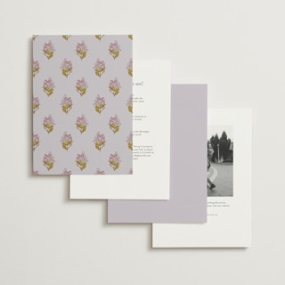 This is a violet wedding invitations with standard by Olivia Kanaley Inman called blockprint printing on signature in standard