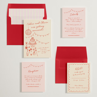 This is a sangria spark wedding invitations with standard by Zove Ahhh called party on! printing on signature in standard