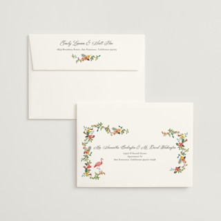 This is a hibiscus wedding invitations with standard by Susan Moyal called tropical crest printing on signature in standard