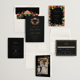 This is a jewel wedding invitations with standard by Susan Moyal called tropical crest printing on signature in standard