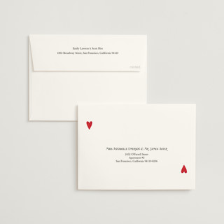 This is a dusty rose wedding invitations with standard by Helena Vitto called red hearts printing on signature in standard