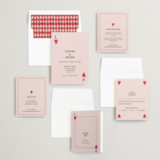 This is a dusty rose wedding invitations with standard by Helena Vitto called red hearts printing on signature in standard