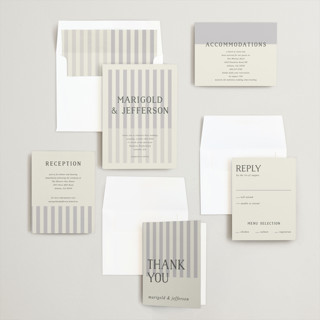 This is a smoke wedding invitations with standard by Kelly Watkins called stripes printing on signature in standard