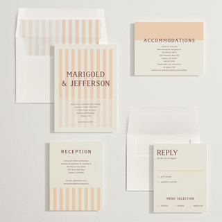 This is a apricot wedding invitations with standard by Kelly Watkins called stripes printing on signature in standard
