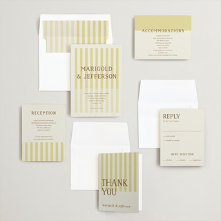 This is a citrine wedding invitations with standard by Kelly Watkins called stripes printing on signature in standard