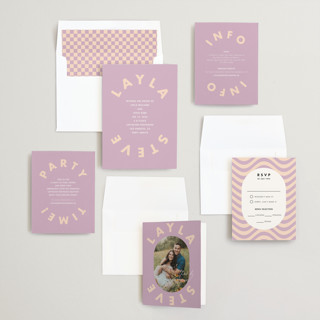This is a wisteria wedding invitations with standard by Catherine Culvenor called bubblegum printing on signature in standard