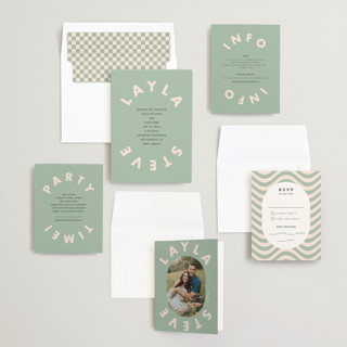 This is a eucalyptus wedding invitations with standard by Catherine Culvenor called bubblegum printing on signature in standard