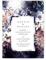 This is a blue wedding invitation by Phrosne Ras called Floral Cascade with standard printing on signature in standard.