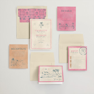 This is a guava wedding invitations with standard by Pixel and Hank called coastal drift printing on signature in standard