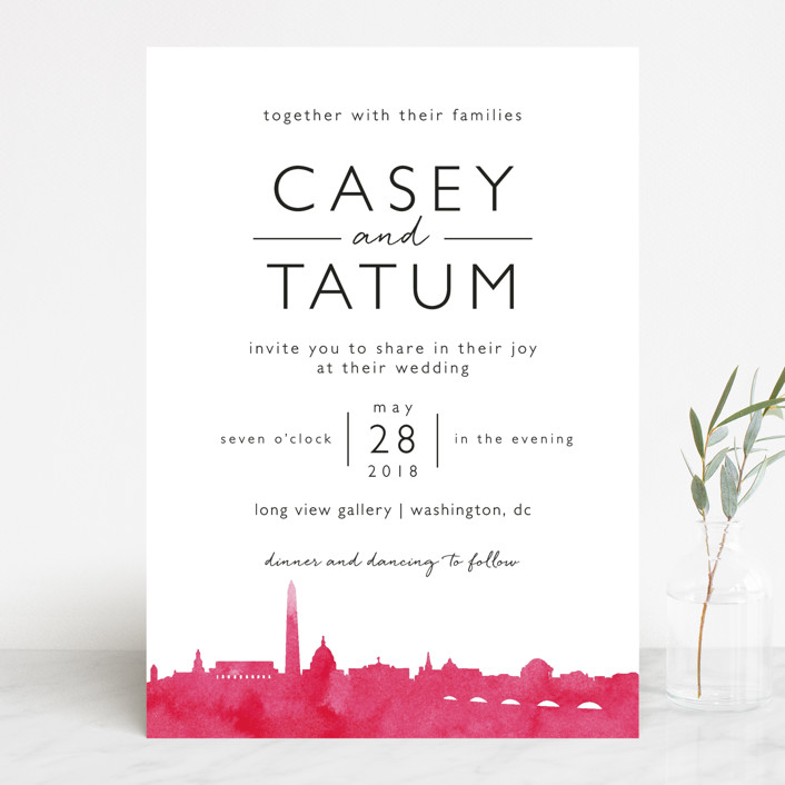 Skyline Washington Dc Wedding Invitations By Laura Condouris Skyline Washington Dc Modern Wedding Invitations In Magenta By Laura Condouris