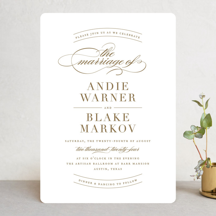 "divine" - Wedding Invitations in Gilded Gold by Jennifer Postorino.