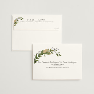 This is a midnight wedding invitations with standard by Susan Moyal called vines of green printing on signature in standard