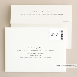 This is a cloud wedding invitations with standard by Angela Garrick called dressed in white printing on signature in standard