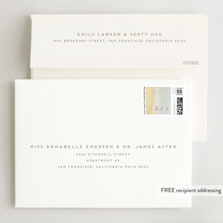 This is a dawn wedding invitations with standard by Grace Kreinbrink called off shore printing on signature in standard