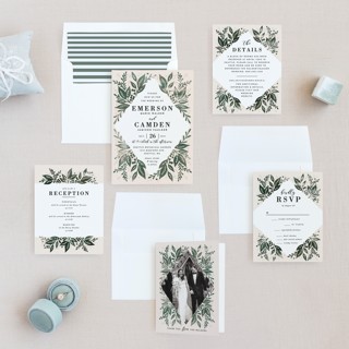 This is a rainforest wedding invitations with standard by Alethea and Ruth called greenery bouquet printing on signature in standard