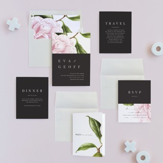 This is a midnight wedding invitations with standard by kelli hall called botanic printing on signature in standard