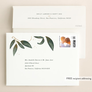 This is a leaf wedding invitations with standard by Leah Bisch called love grows printing on signature in standard