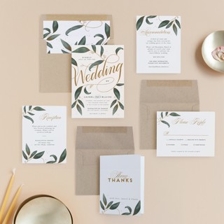 This is a leaf wedding invitations with standard by Leah Bisch called love grows printing on signature in standard