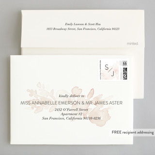 This is a blush wedding invitations with standard by Petra Kern called ethereal bouquet printing on signature in standard