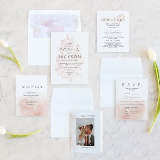 This is a blush wedding invitations with standard by Petra Kern called ethereal bouquet printing on signature in standard