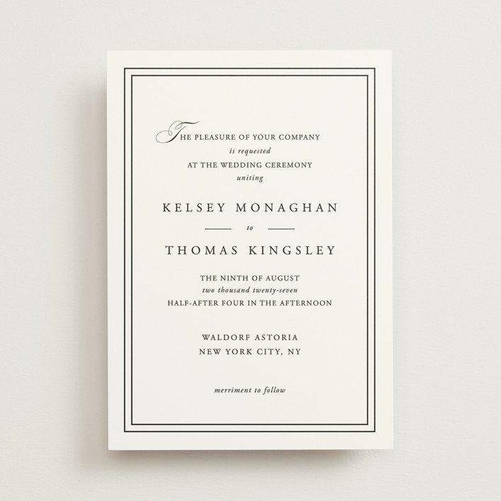 "Story Line" - Wedding Invitations in Snow by Kimberly FitzSimons.