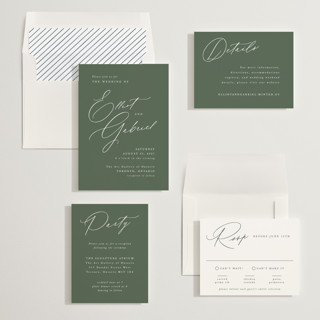 This is a forest wedding invitations with standard by Hooray Creative called scripted names printing on signature in standard