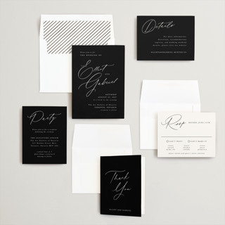 This is a onyx wedding invitations with standard by Hooray Creative called scripted names printing on signature in standard