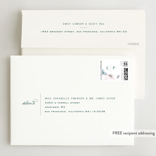 This is a lavender wedding invitations with standard by Leah Bisch called soft florals printing on signature in standard