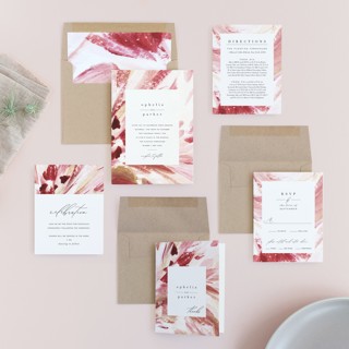 This is a petal wedding invitations with standard by Robin Ott called pollen printing on signature in standard