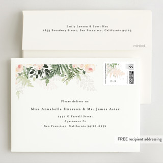 This is a fresh wedding invitations with standard by Phrosné Barwood called beautiful posies printing on signature in standard