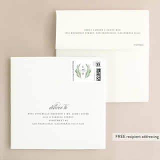 This is a basil wedding invitations with standard by Olivia Raufman called garden square printing on signature in standard