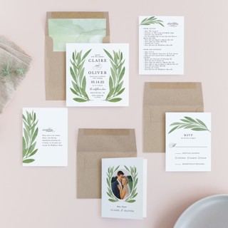 This is a basil wedding invitations with standard by Olivia Raufman called garden square printing on signature in standard