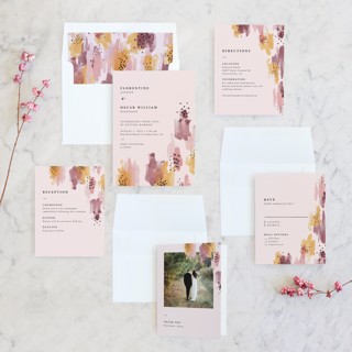 This is a blush wedding invitations with standard by Lisa Fee Paura called mod brush printing on signature in standard