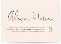 This is a pink wedding invitation by Jennifer Wick called Just the Two of Us with standard printing on signature in standard.