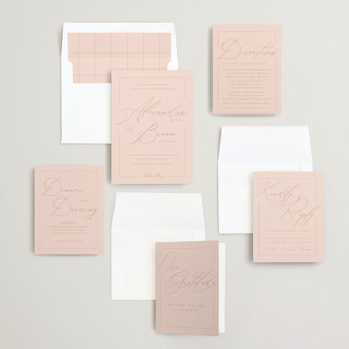 This is a blush wedding invitations with standard by Liz Conley called love story printing on signature in standard